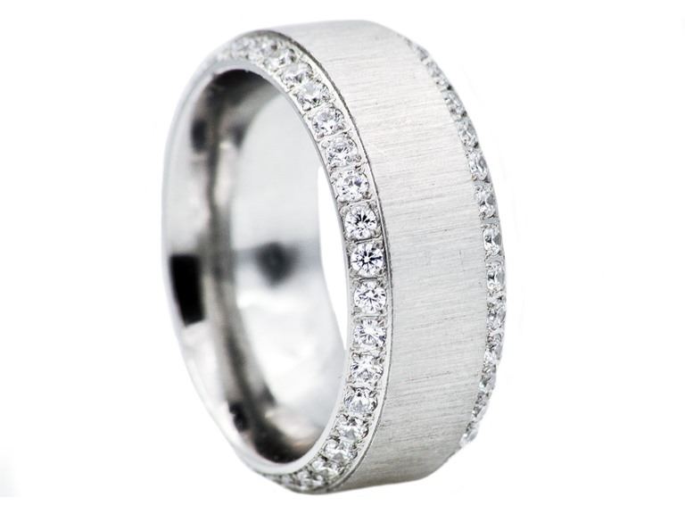 75% OFF: Stainless Steel Double Row CZ Ring