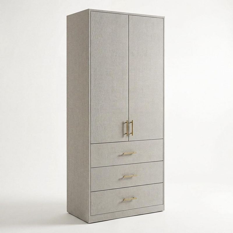 Homsee - 31.5 in. W Gray Freestanding Closet System with Doors and Drawers 2-Shelf Wood Closet System