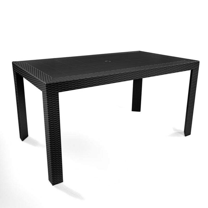 Leisuremod - Mace Black Rectangle Plastic Outdoor Dining Table