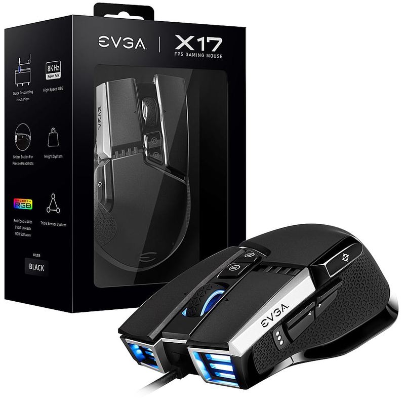 EVGA - X17 Wired Optical Gaming Mouse - Wired - Black