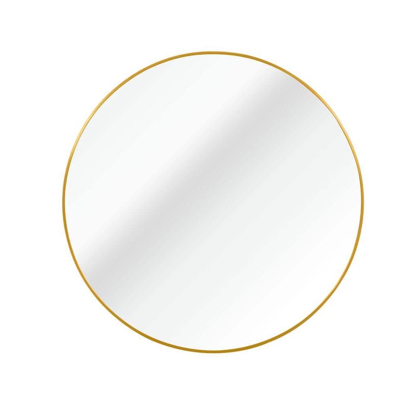HUOVTR - 42 in. W x 42 in. H Gold Modern Round Framed Decorative Mirror