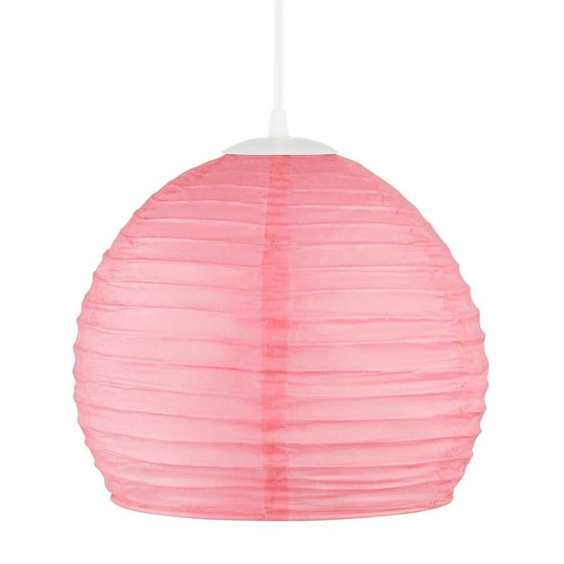 Hampton Bay - Elmore 1-Light Pink Pendant Light with Paper Shade