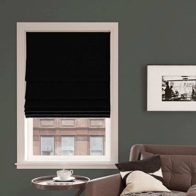 Sun Zero - Pryer Cordless Black 100% Blackout Textured Fabric Roman Shade 31 in. W x 64 in. L