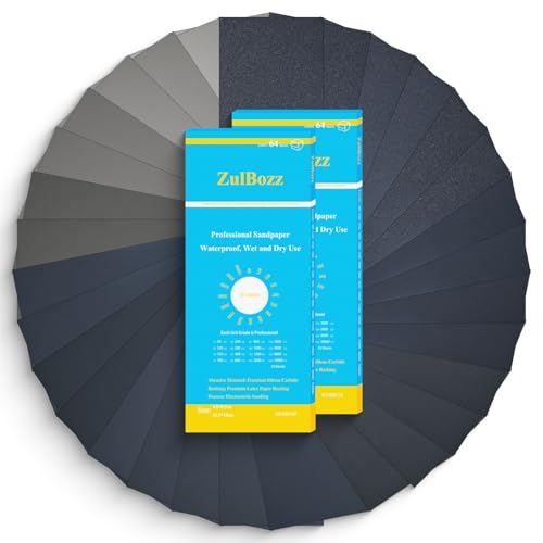 ZulBozz Wet and Dry Sandpaper Set, 16-Gauge Sandpaper (80-10000), Multiple Sizes for Wood, Metal, Automotive, Crafts and polishing tasks (4.5×5.5" | 80-10000 Grits (16 Grits x 8), 128)