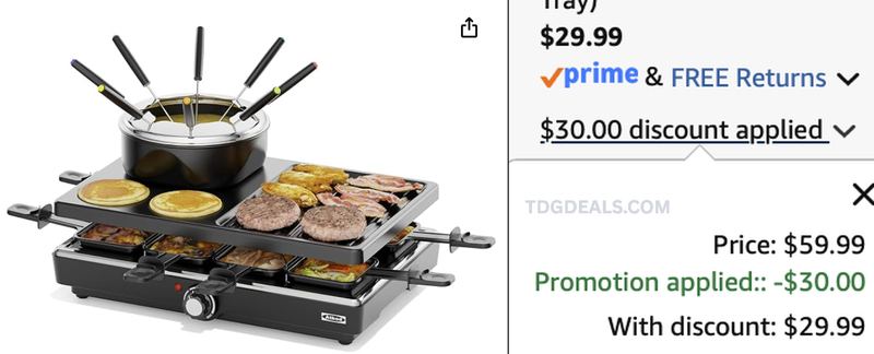 RACLETTE GRILL ONLY $30 ON AMAZON