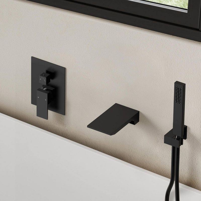 EVERSTEIN - Wall Mount Tub Faucet Single Handle 2.5 GPM 2-Spray Tub and Shower Faucet in Matte Black Valve Included