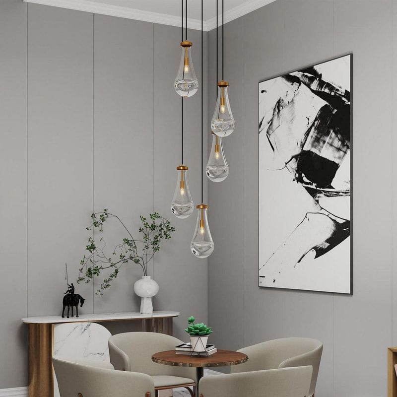 Basdien - 13 in. 5-light Distressed Black Rustic Linear Chandelier for Kitchen Island with No Bulbs Included