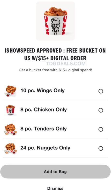FREE KFC ISHOWSPEED BUCKET WITH $15+ ORDER 🍗🔥
