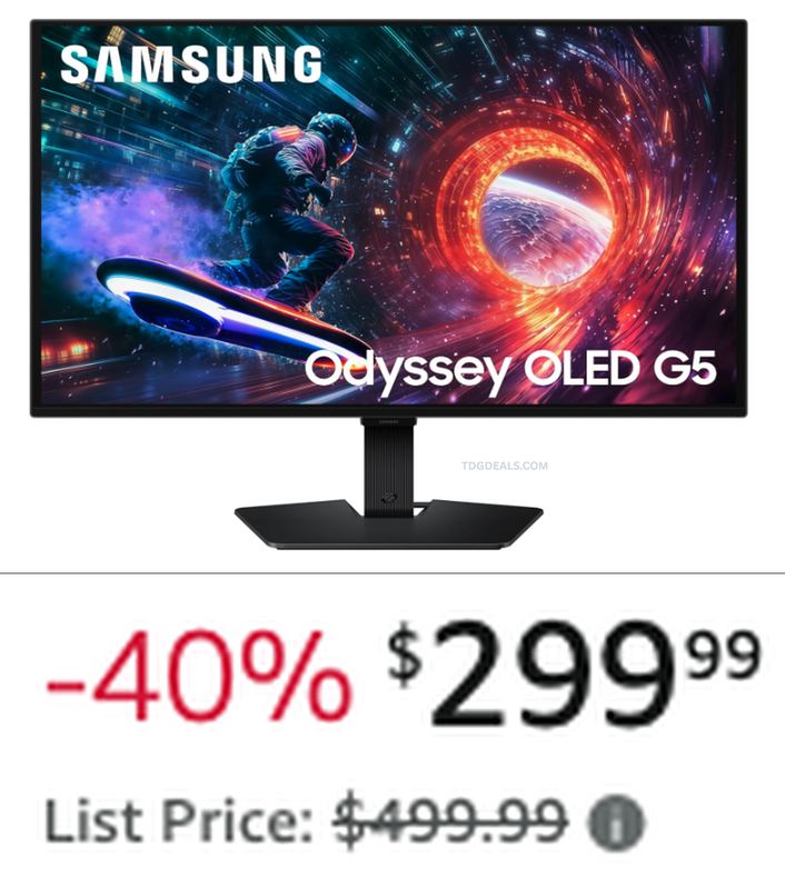 SAMSUNG 27" ODYSSEY OLED G5 QHD MONITOR FOR $299.99 💻