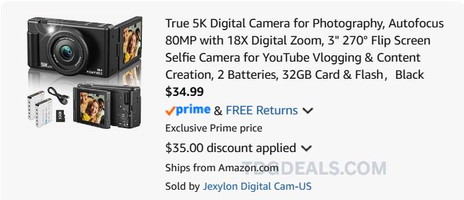 5K DIGITAL CAMERA — $34.99