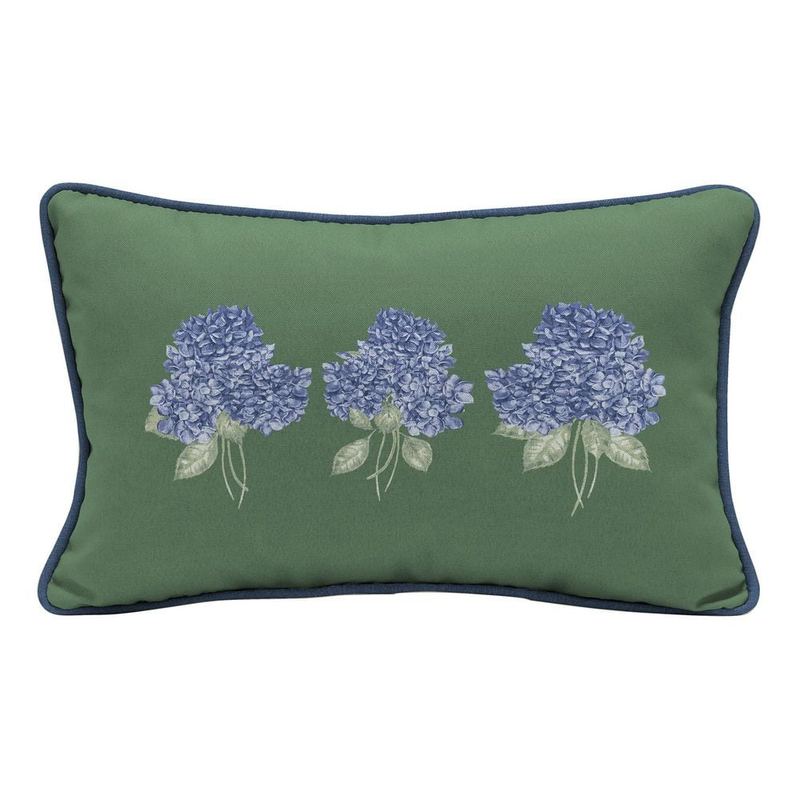 Hampton Bay - 20 in. x 12 in. Outdoor Patio Lumbar Pillow in Floral Hydrangea