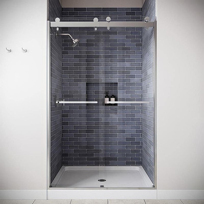 Streamline - Volturno 48 in. W x 76 in. H Semi-Frameless Sliding Shower Door CrystalTech Treated 5/16 in. Clear Glass Chrome Hardware