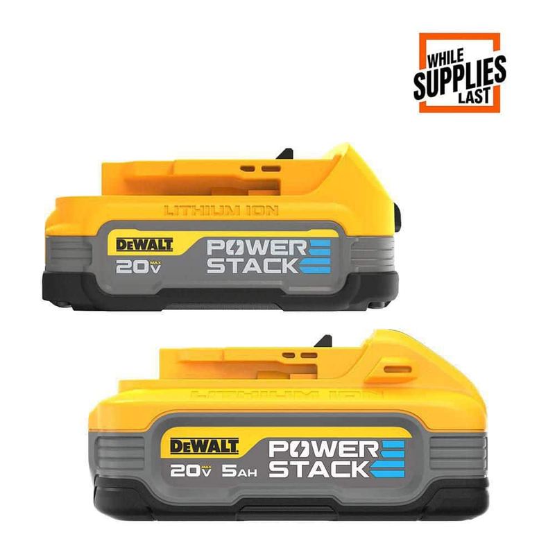 DEWALT - 20V MAX XR POWERSTACK  Lithium-Ion 5.0Ah and 1.7Ah Batteries (2 -Pack)