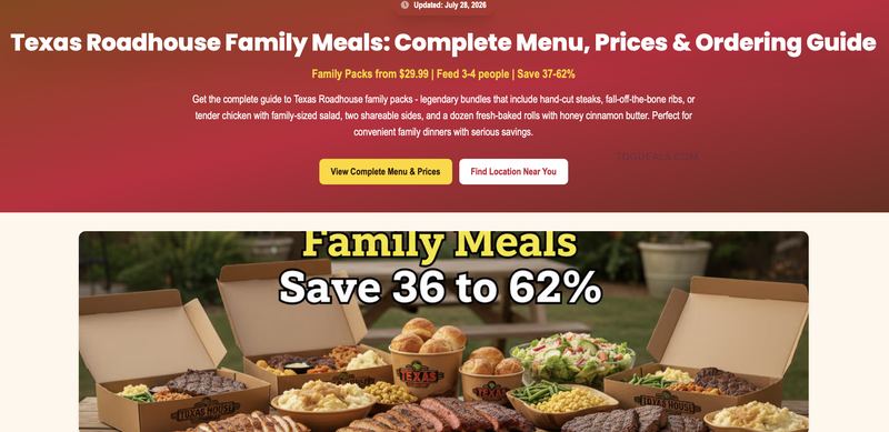 TEXAS ROADHOUSE FAMILY MEALS FROM $29.99 🥩🍽️