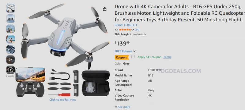 $139.99 FERIETELF B16 4K GPS DRONE for $70