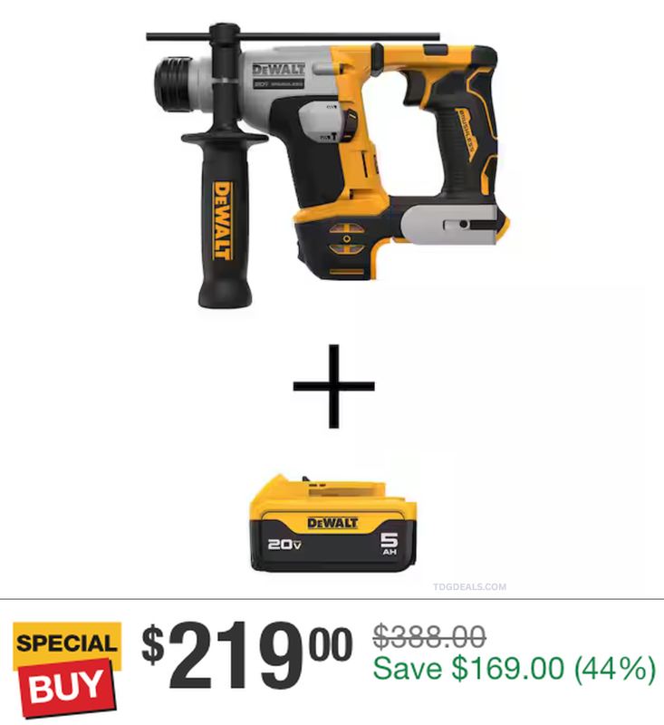 $219 DEWALT ATOMIC HAMMER DRILL KIT @ HOME DEPOT