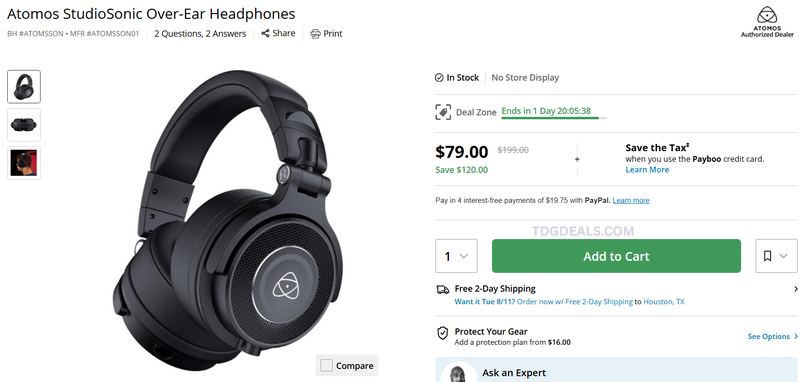TOMOS STUDIOSONIC OVER-EAR HEADPHONES — $79
