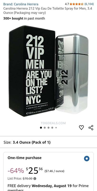 64% OFF CAROLINA HERRERA 212 VIP MEN 3.4 OZ