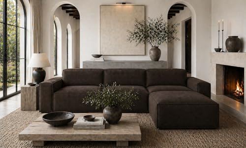 Cloud Frame Couch- Indoor and Outdoor - Washable Waterproof Sofa- Sold Seperately Ottoman Modular Sectional Upholstered - Beige Linen (Waterproof Brown Linen, Pillows)
