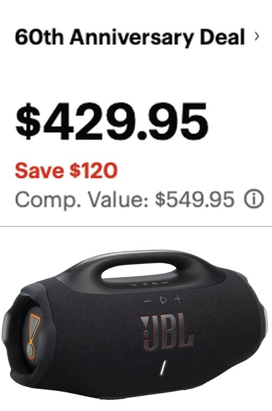 $549.95 JBL BOOMBOX 4 PORTABLE SPEAKER NOW $429.95