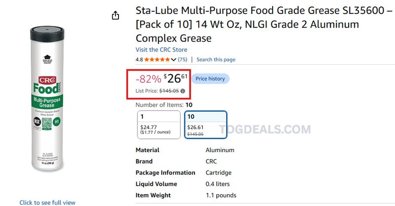82% OFF CRC FOOD GRADE GREASE 🛠️