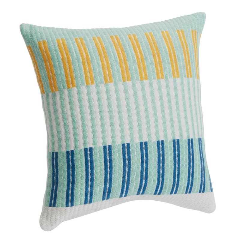 Hampton Bay - 20 in. x 20 in. Woven Outdoor Patio Throw Pillow in Broken Stripe