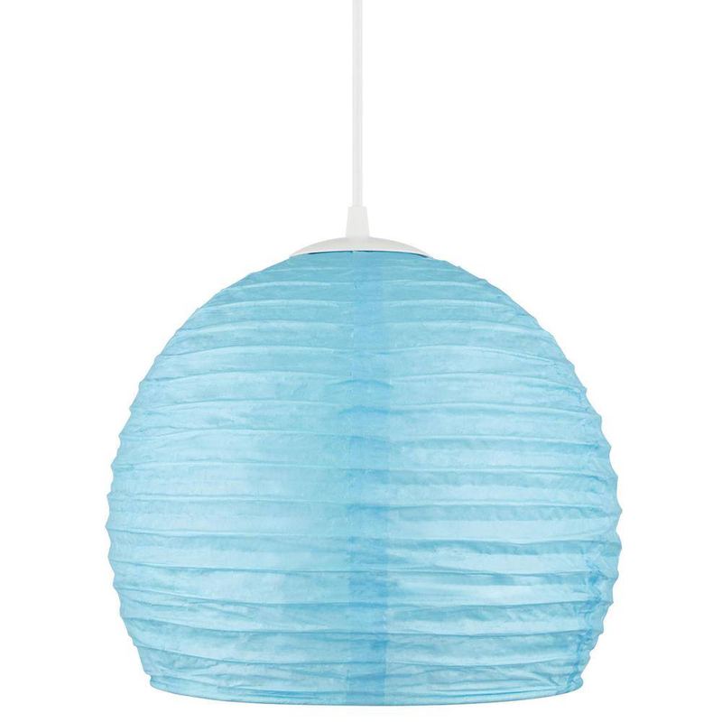 Hampton Bay - Elmore 1-Light Blue Pendant Light with Paper Shade
