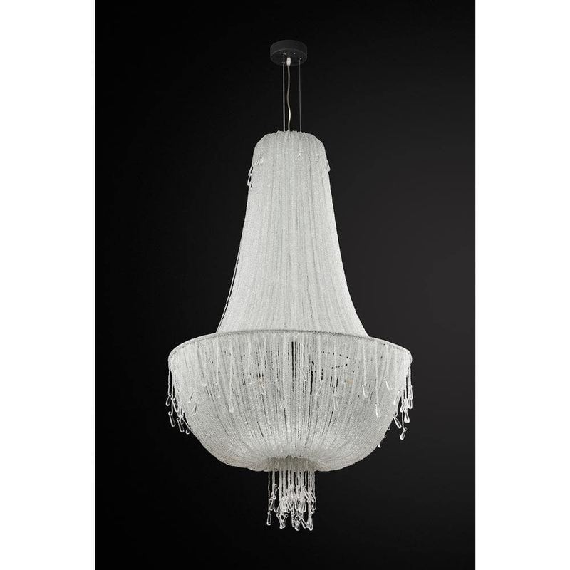 Edvivi - Glacier 30 in. 10-Light Dark Gray Finish Glam Chandelier with Clear Bead for Living Room