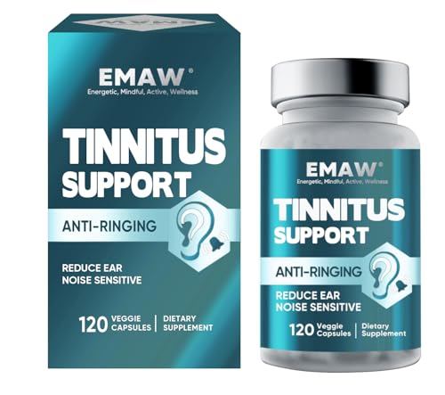 Tinnitus Relief for Ringing Ears, Advanced Ear Health Supplement, Natural Inner Ear Vitamins for Auditory Function and Daily Well-Being, Non-GMO & Vegan, 120 Capsules