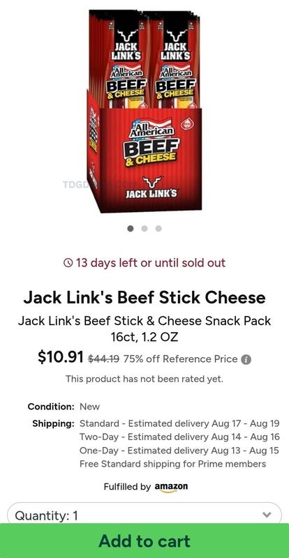 75% OFF JACK LINK'S BEEF STICK & CHEESE 16-COUNT