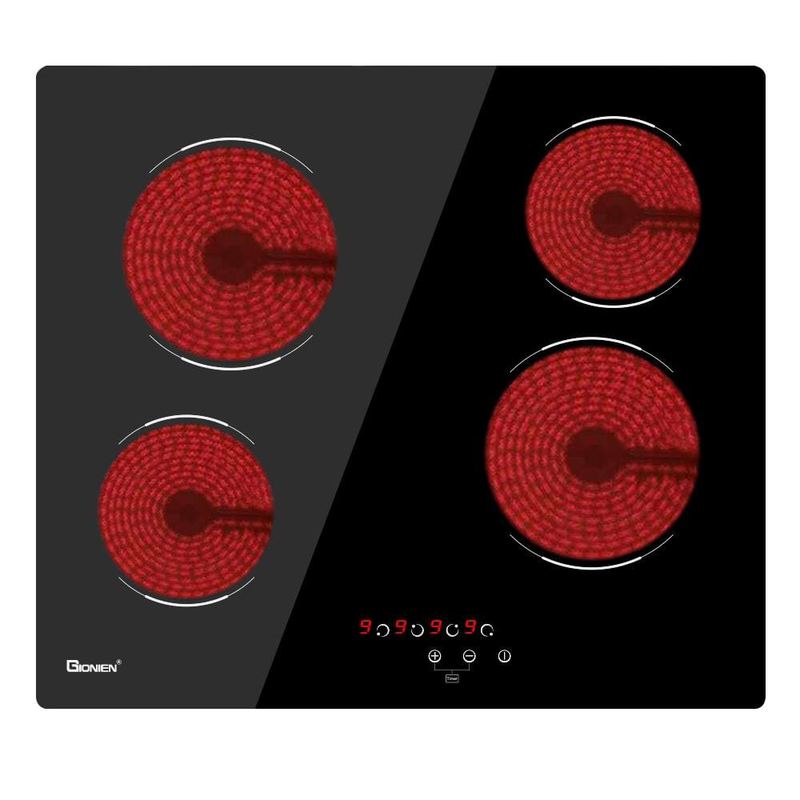 JEREMY CASS - GT 24 in. 4 Elements Radiant Electric Cooktop with Flexible Ring, 6000W Built in Electric Stove, Touch Panel