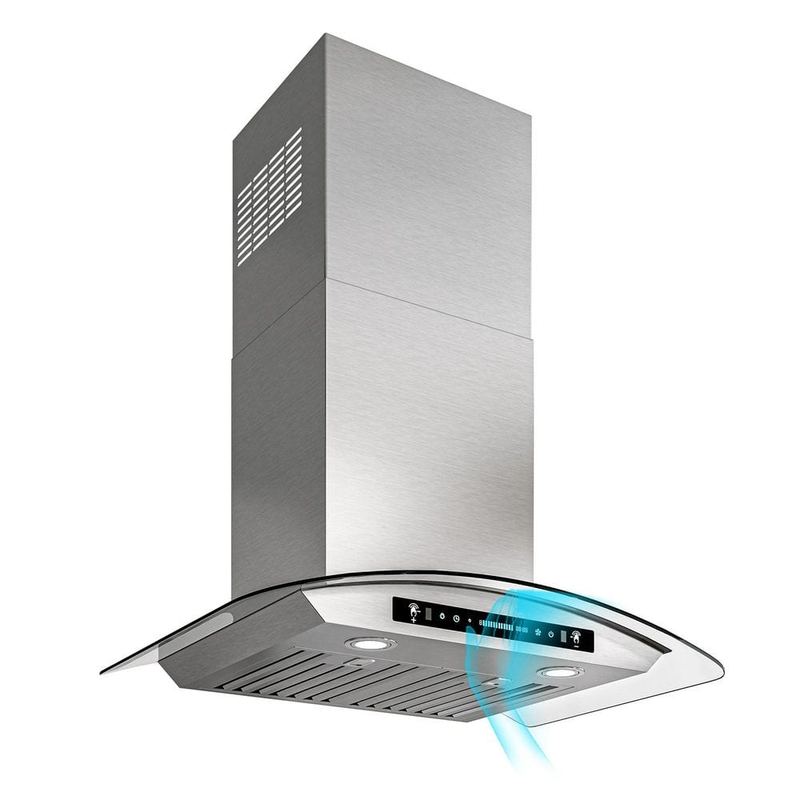 Airmeet - 30 in. 900 CFM Ducted Wall Mount in White Tempered Glass, 4-Speed, Touch and Gesture Control with Remote, 2-LED