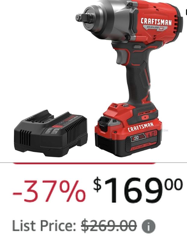 🚨 $100 OFF CRAFTSMAN IMPACT WRENCH + BATTERY & CHARGER
