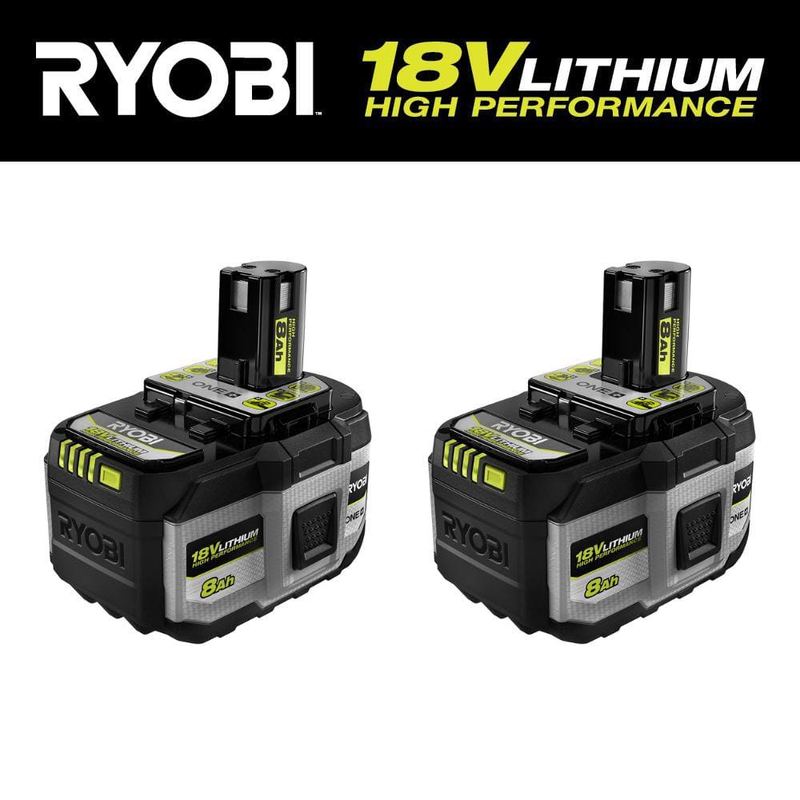 RYOBI - ONE+ 18V 8.0 Ah Lithium-Ion HIGH PERFORMANCE Battery (2-Pack)