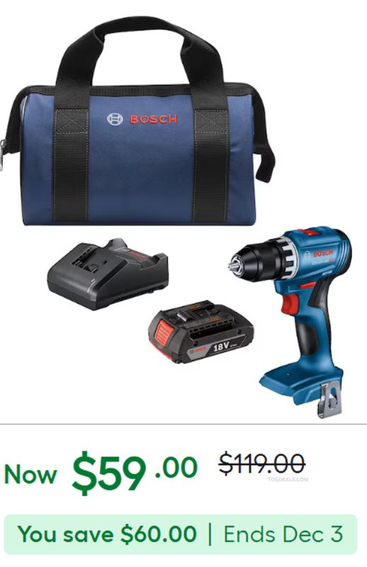 $60 OFF BOSCH 18V DRILL