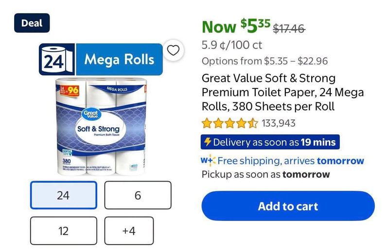 Cheap toilet paper, available in states