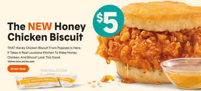 FOOD NEWS: 🤤 POPEYES NEW HONEY CHICKEN BISCUIT FOR $5