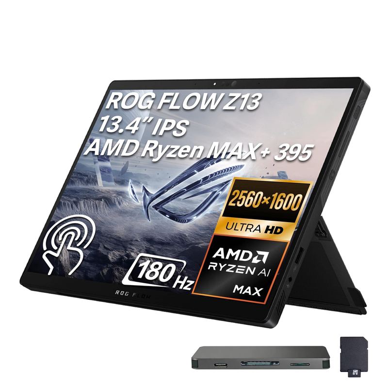 ASUS - ROG Flow Z13 13.4" 2.5K Gaming Laptop,AMD Ryzen AI MAX+ 395,64GB RAM,1TB SSD+1TB Dock Set,AMD Radeon 8060S,Win 11 - Black