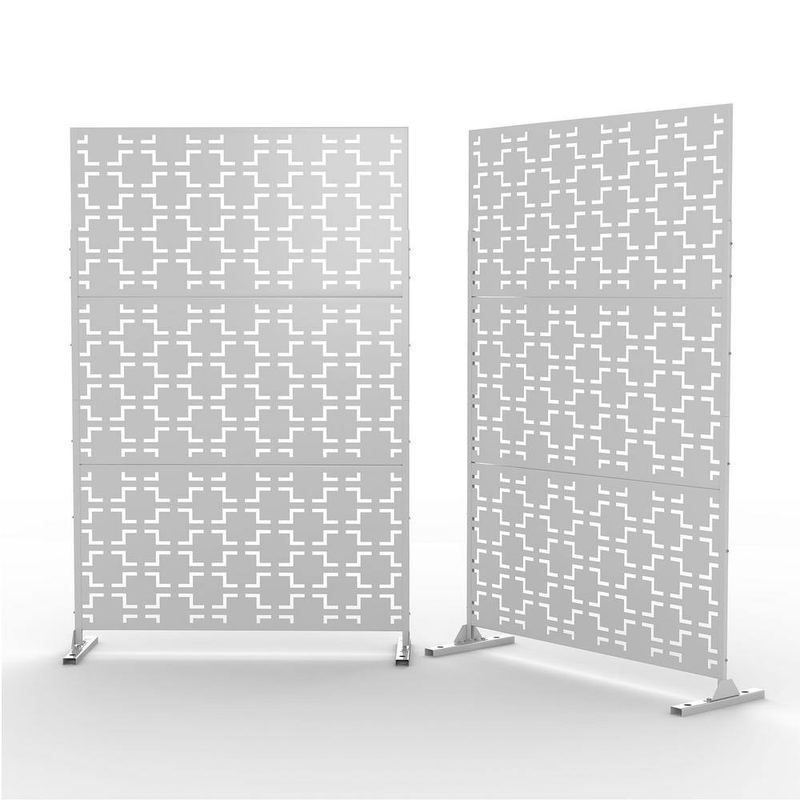 Lirago - Outdoor Metal White Privacy Screen Patern
