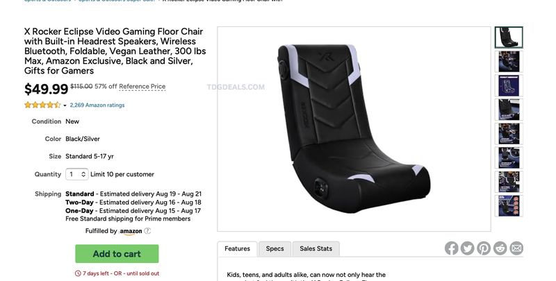 $49.99 X ROCKER ECLIPSE GAMING FLOOR CHAIR (NOW UNDER $100)
