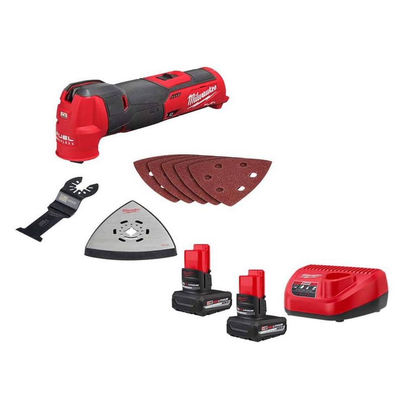 Milwaukee - M12 FUEL 12V Lithium-Ion Cordless Oscillating Multi-Tool with M12 XC 5.0 Ah Battery (2-Pack) Starter Kit and Charger