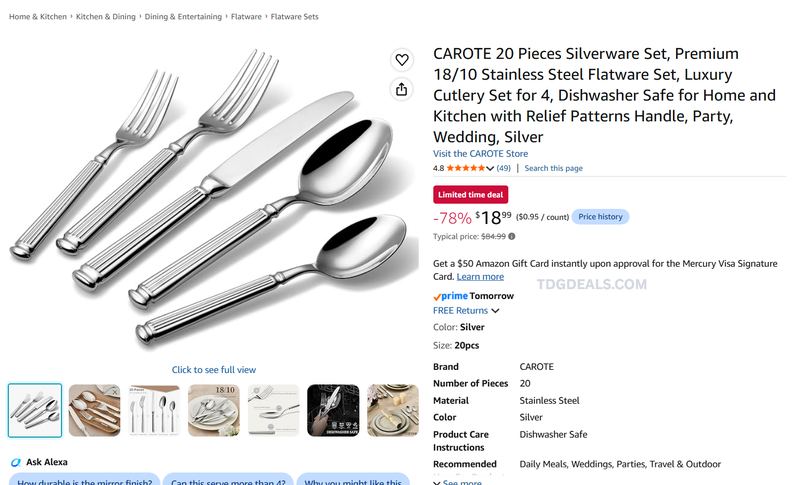 CAROTE SILVERWARE SET DEAL 🍴