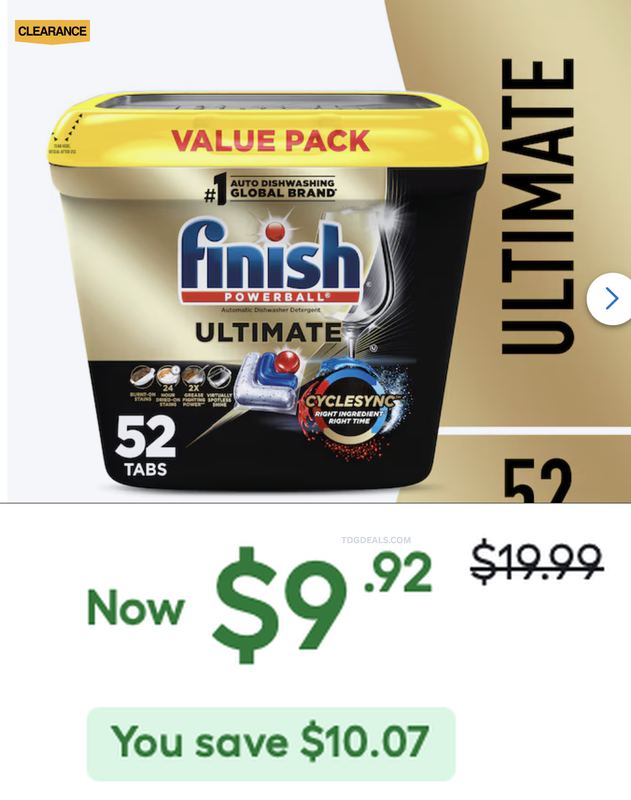 $9.92 FINISH ULTIMATE DISHWASHER TABS @ LOWE'S