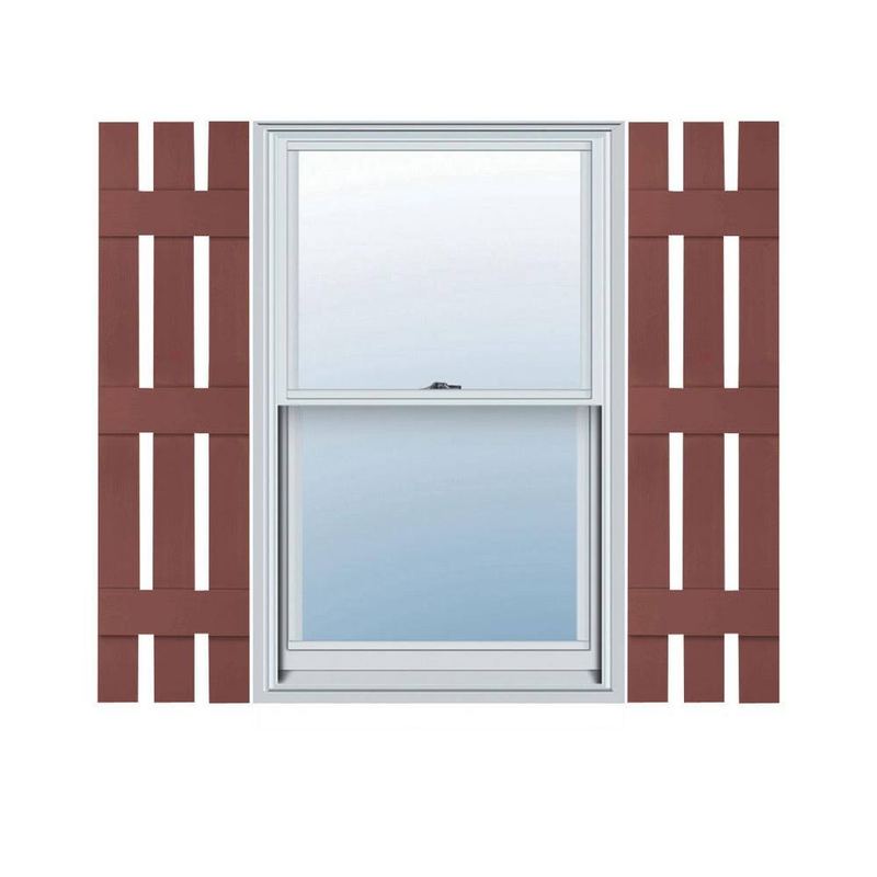 Builders Edge - 12 in. W x 72 in. H TailorMade Three Board Spaced (3 Batten), Board-n-Batten Shutters - Burgundy Red