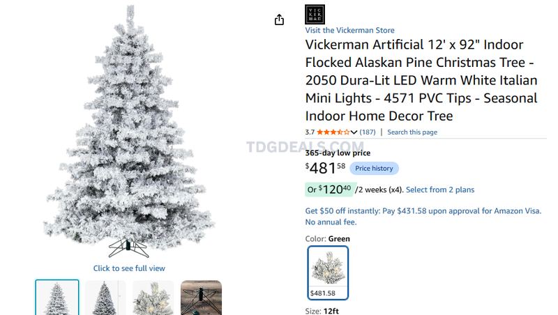 12-FOOT PRE-LIT CHRISTMAS TREE $481.58 🎄
