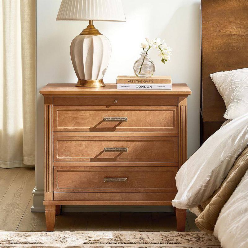 JAYDEN CREATION - Leonardo 28.5 in. Acorn Square Wood End Table with Built-in Power Outlets