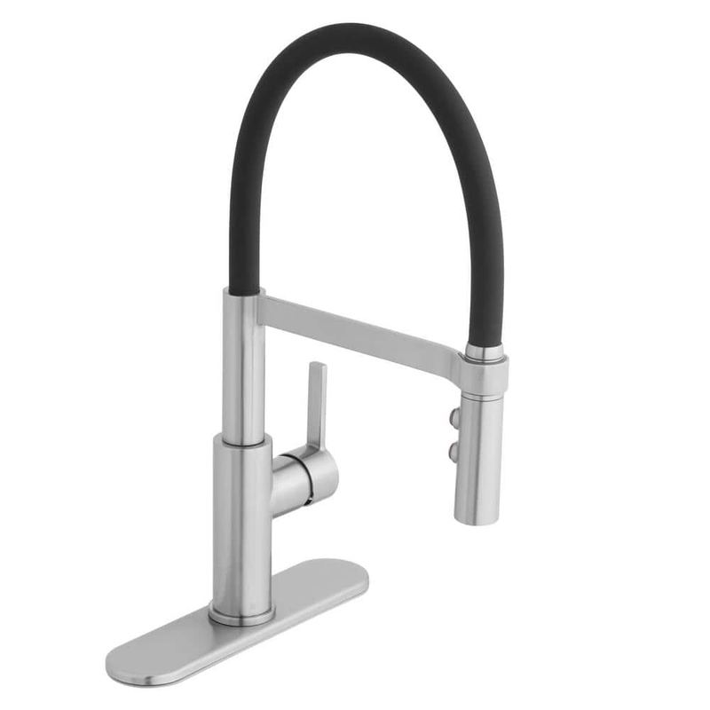Glacier Bay - Statham Single-Handle Pull-Down Sprayer Spring Neck Kitchen Faucet with TurboSpray and FastMount in Stainless Steel