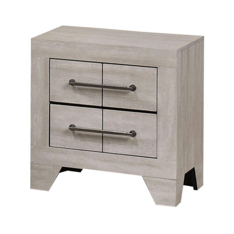 Best Quality Furniture - Dolce Rustic Grey Oak Color 2-Drawer 14.75 in W. Nightstand