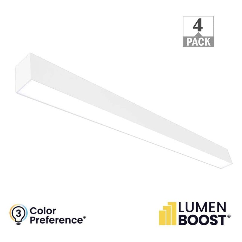 ETI LIGHTING - 4-Pack 4 ft. Integrated LED White Strip Light Fixture Architectural Linear Adjustable CCT Lumen Boost Uplight Feature