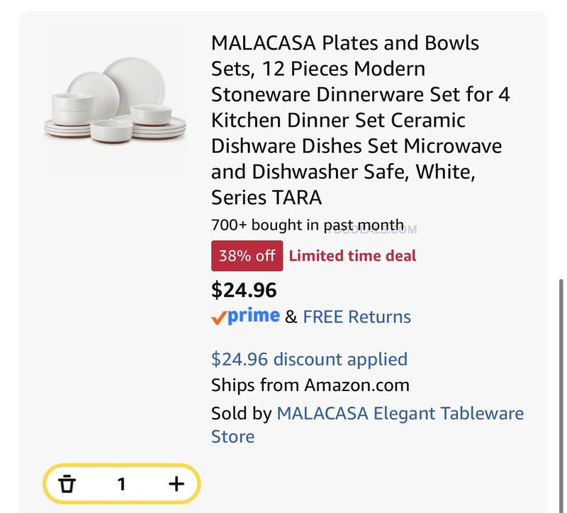 $25 12-PC DINNERWARE SET ON AMAZON